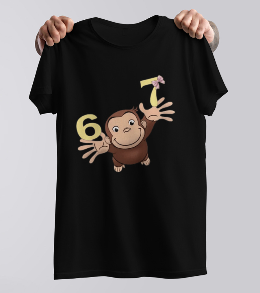 Curious George 67 Birthday Celebration Monkey And Numbers T-Shirt