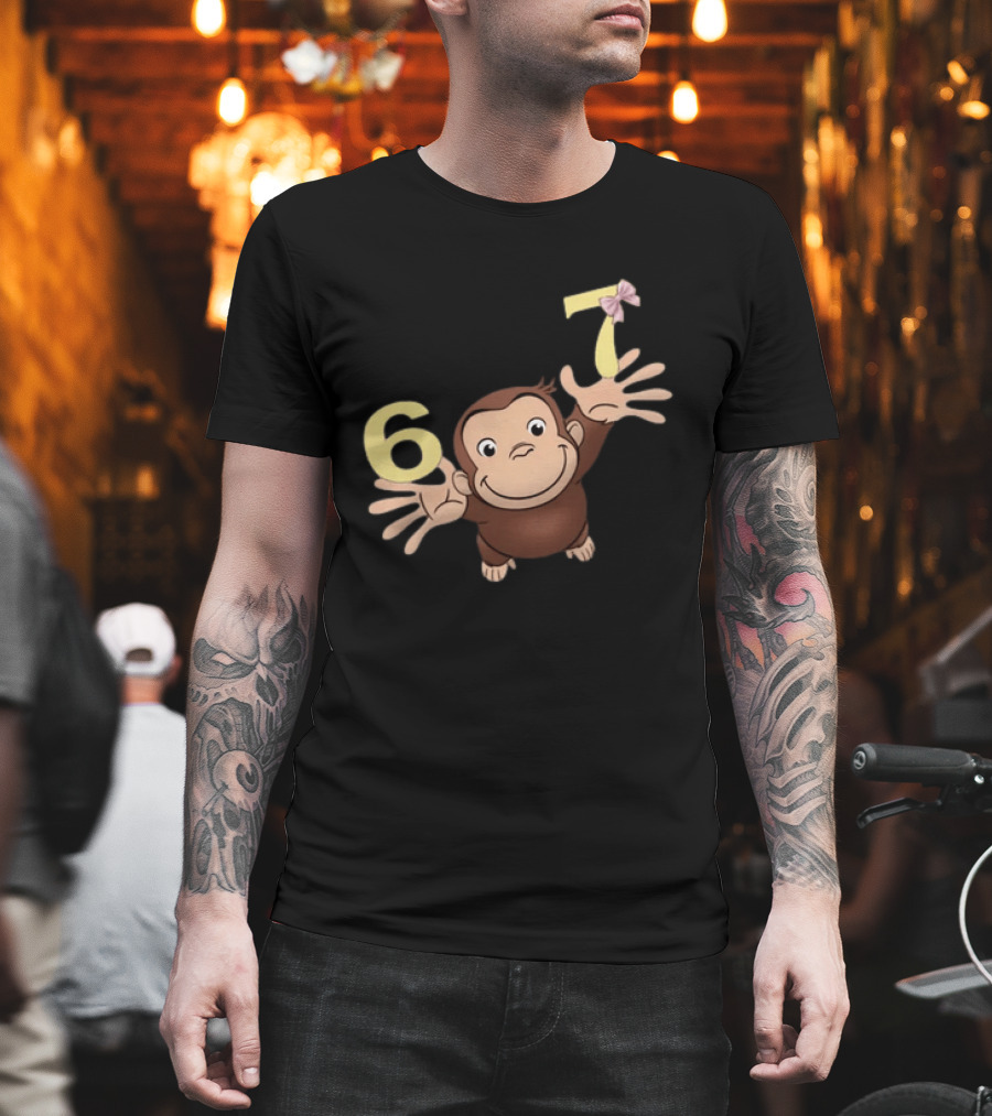 Curious George 67 Birthday Celebration Monkey And Numbers T-Shirt