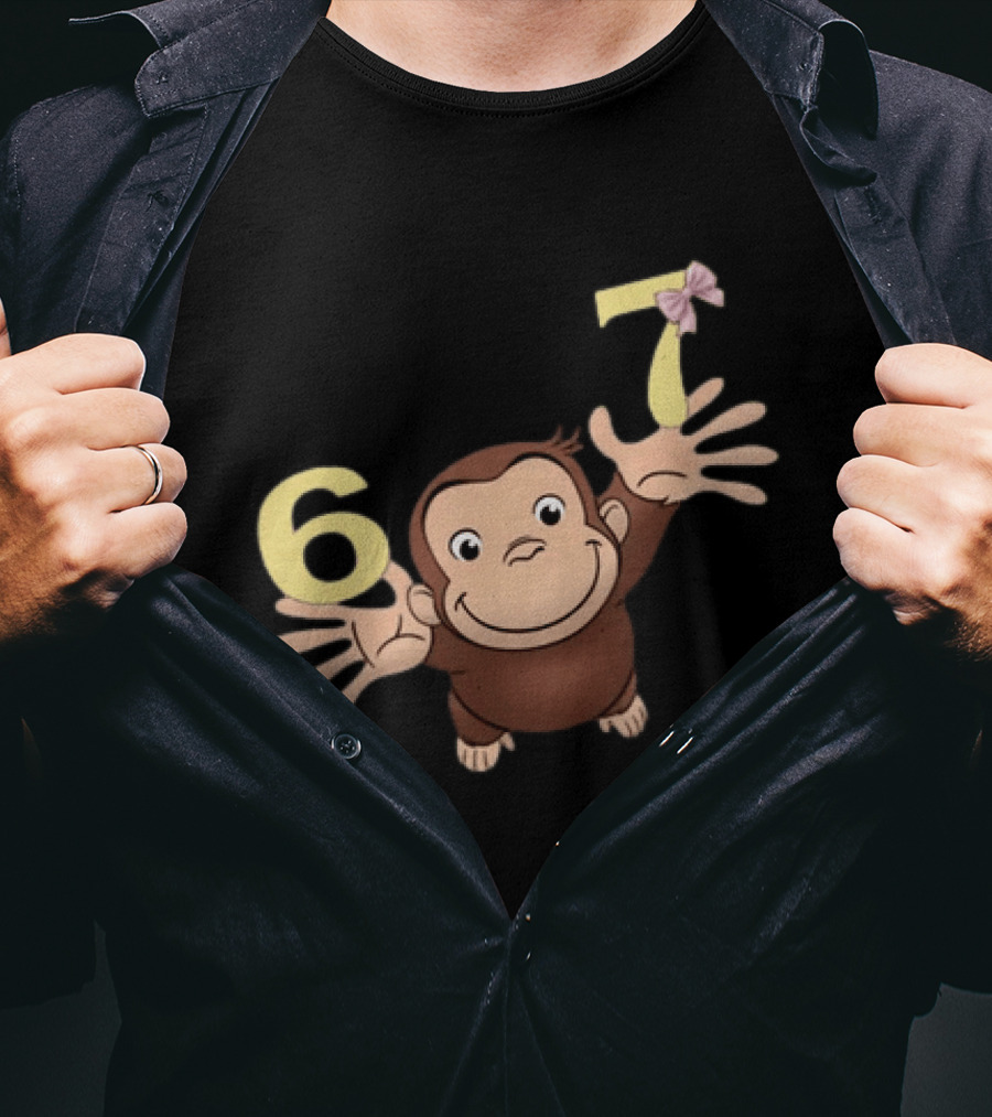Curious George 67 Birthday Celebration Monkey And Numbers T-Shirt
