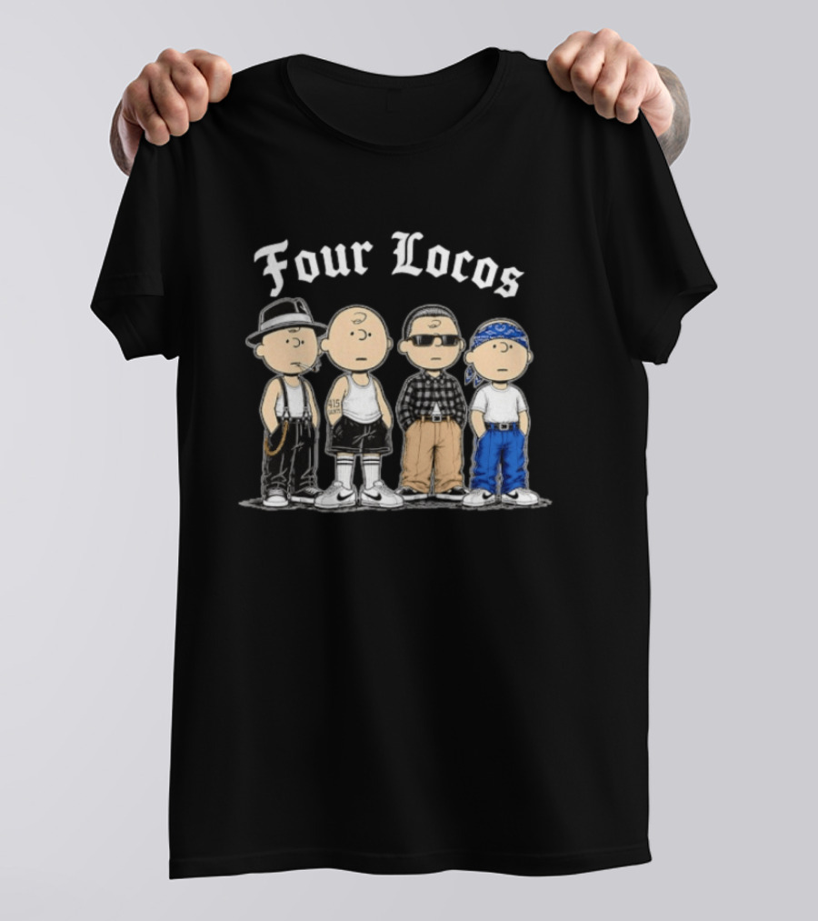 Four Locos Peanuts Gang Cholo Charlie Brown Characters T-Shirt