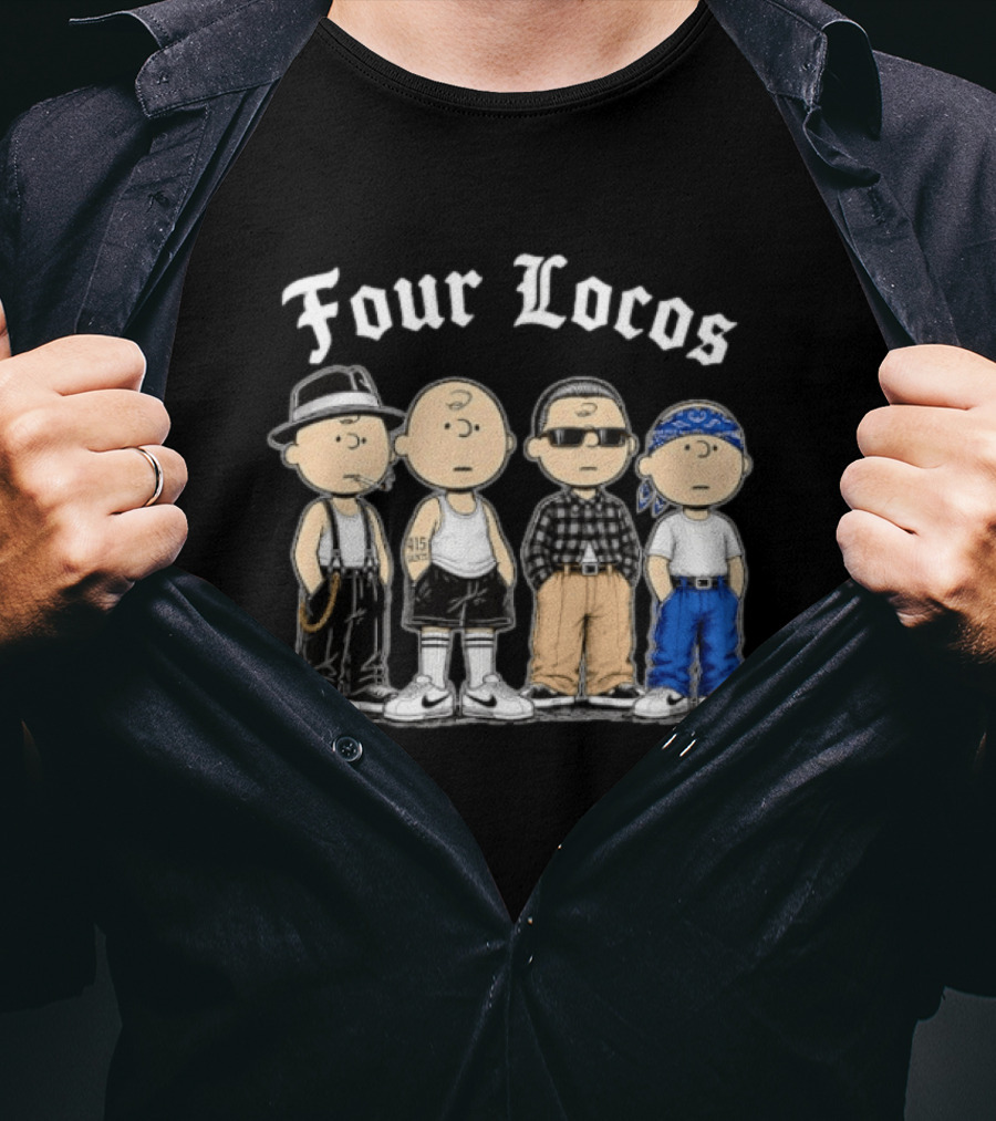 Four Locos Peanuts Gang Cholo Charlie Brown Characters T-Shirt