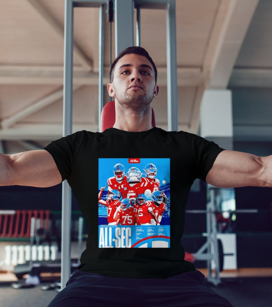 Ole Miss Rebels Preseason All SEC First Second Third Team Football Players T-Shirt
