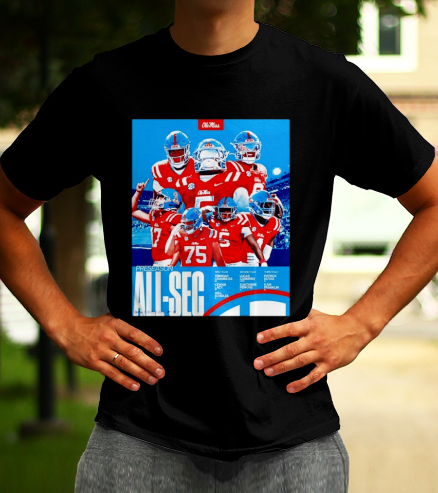 Ole Miss Rebels Preseason All SEC First Second Third Team Football Players T-Shirt