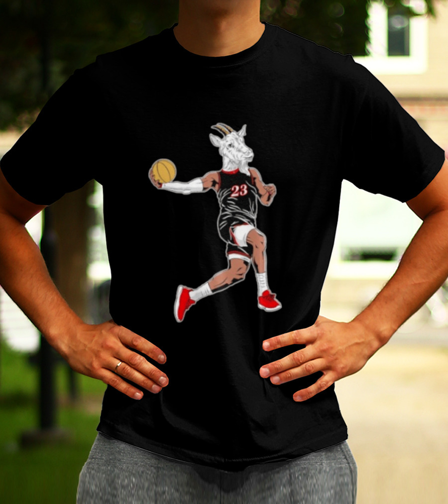 Goat Basketball Player Number 23 Greatest Of All Time Dunking Action T-Shirt