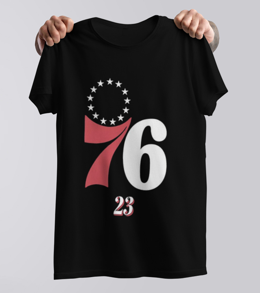 Philadelphia 76ers LeBron James 23 In The Paint Name And Number Royal 76ers T-Shirt