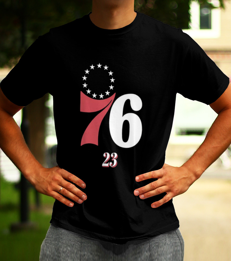 Philadelphia 76ers LeBron James 23 In The Paint Name And Number Royal 76ers T-Shirt