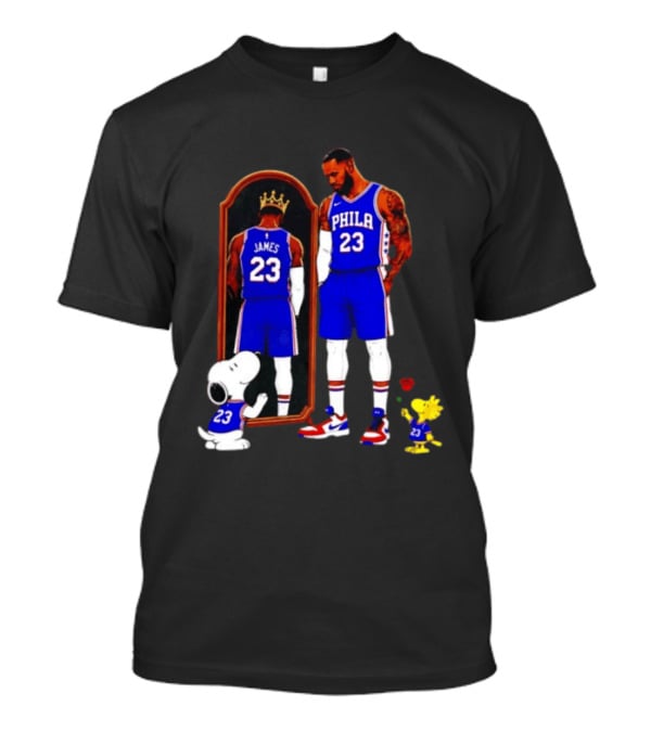 Snoopy Woodstock Mirror 23 King James Philadelphia 76ers T-Shirt