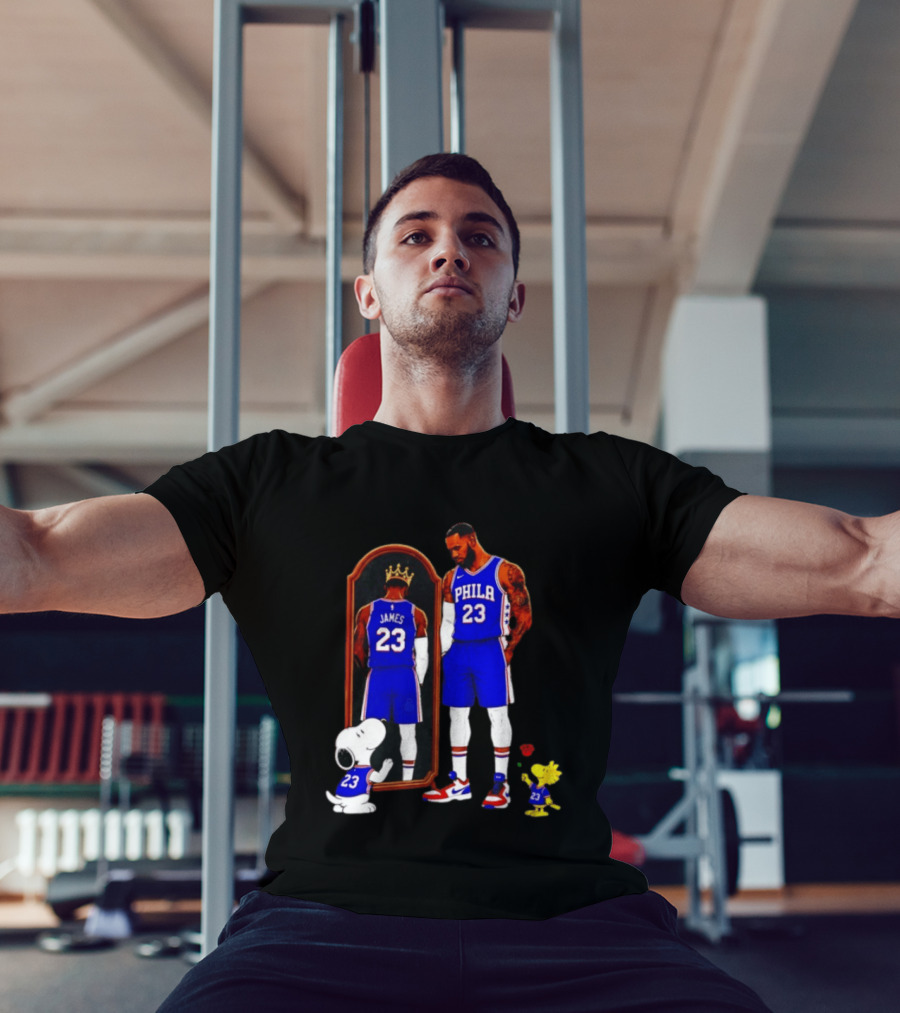 Snoopy Woodstock Mirror 23 King James Philadelphia 76ers T-Shirt