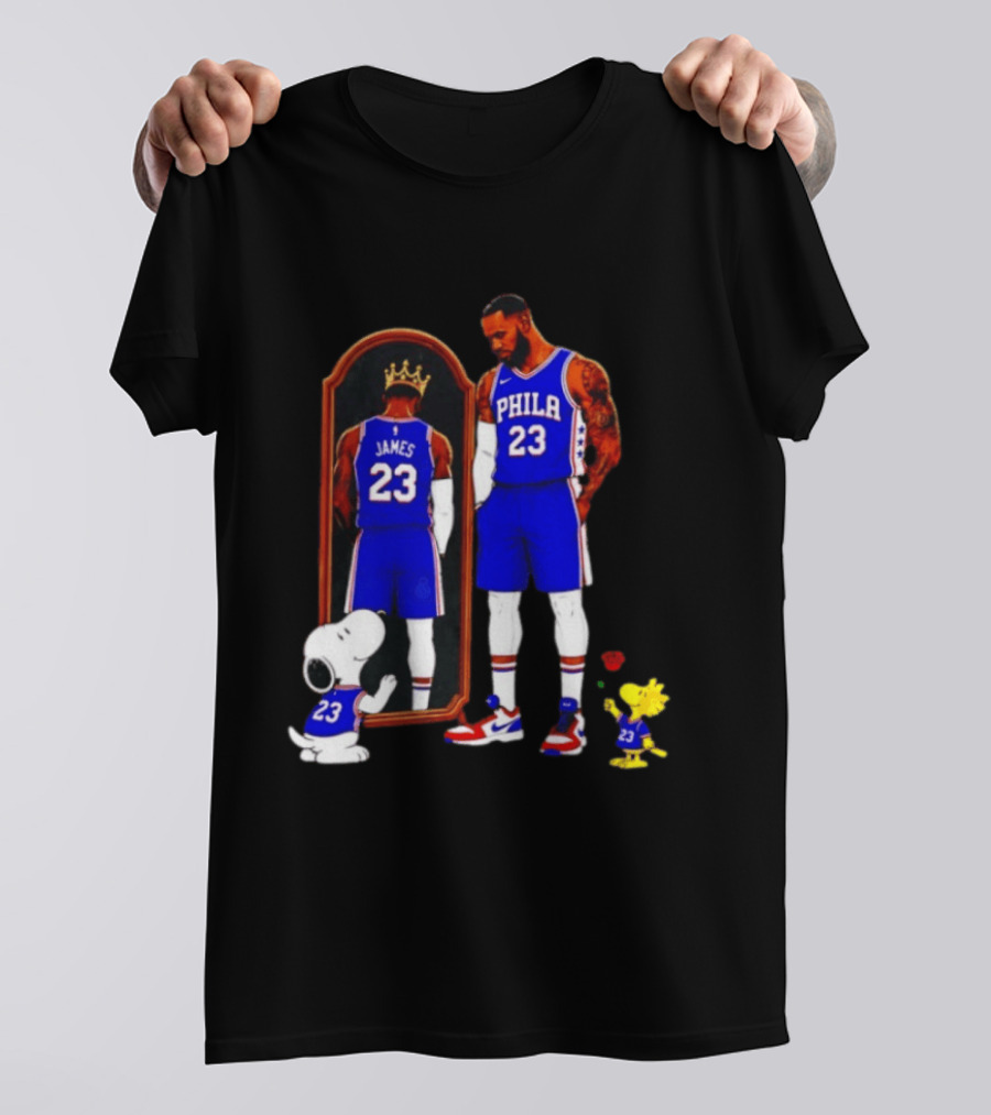 Snoopy Woodstock Mirror 23 King James Philadelphia 76ers T-Shirt