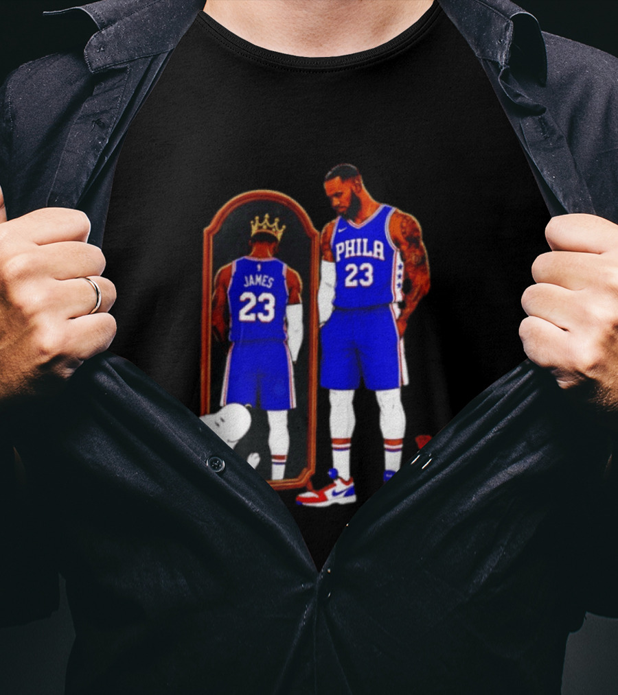 Snoopy Woodstock Mirror 23 King James Philadelphia 76ers T-Shirt
