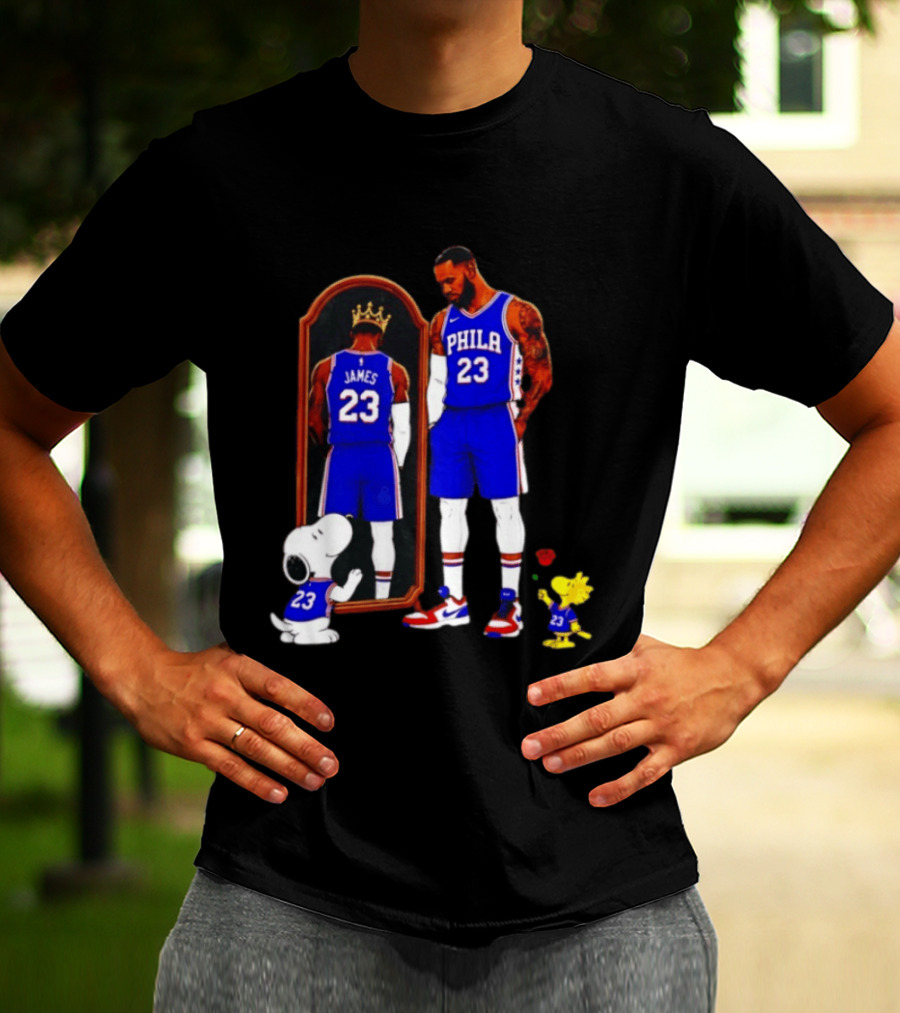 Snoopy Woodstock Mirror 23 King James Philadelphia 76ers T-Shirt