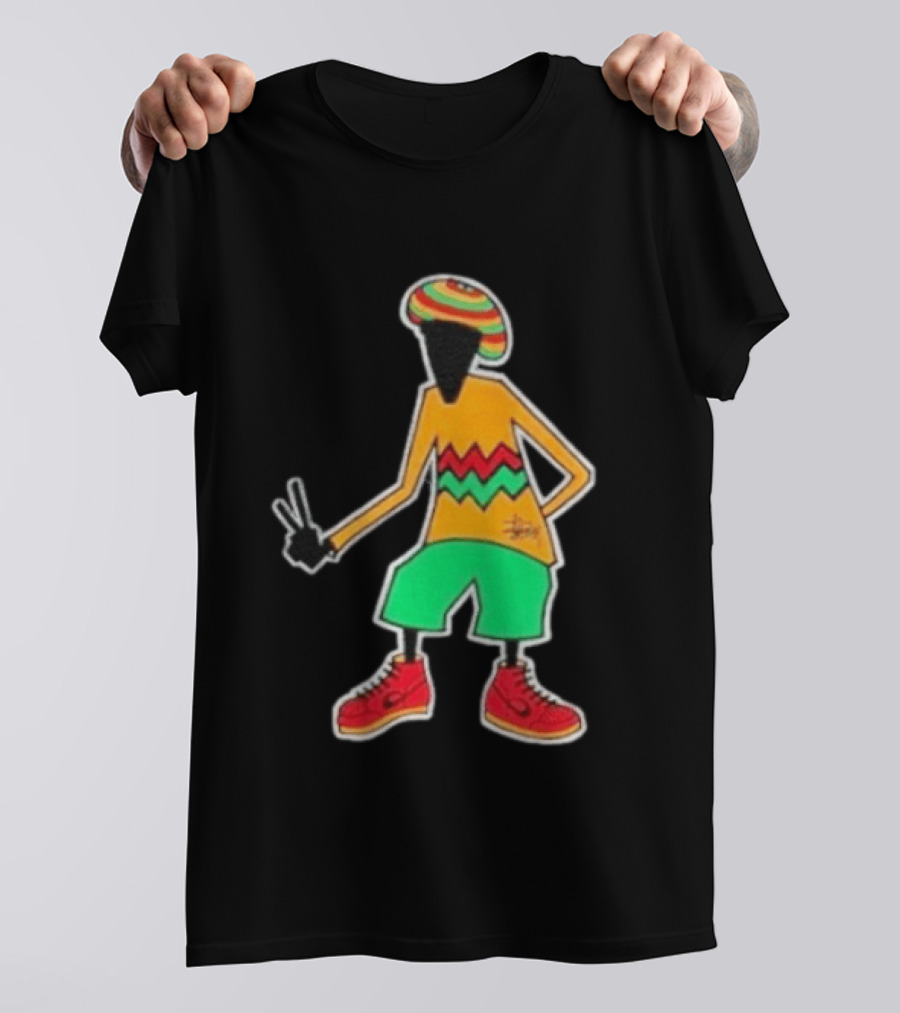 Stussy Rasta Man Peace Sign Reggae Streetwear Jamaica Style Fashion T-Shirt