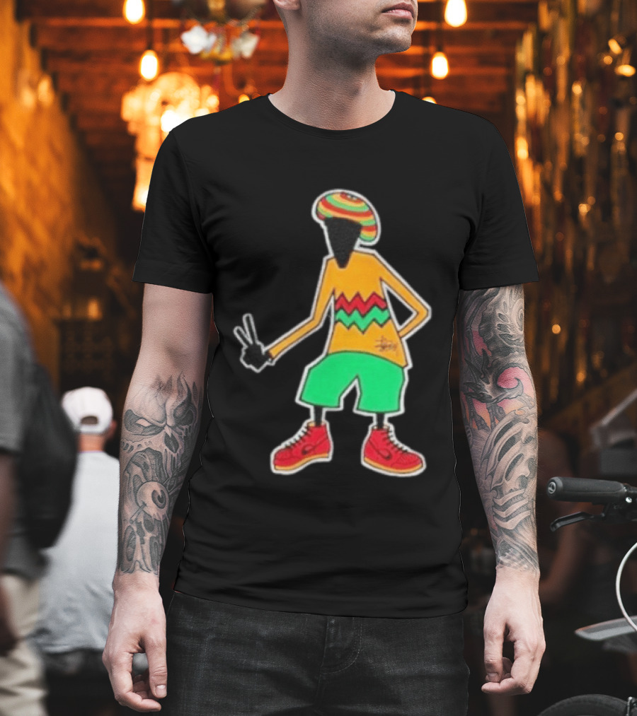 Stussy Rasta Man Peace Sign Reggae Streetwear Jamaica Style Fashion T-Shirt