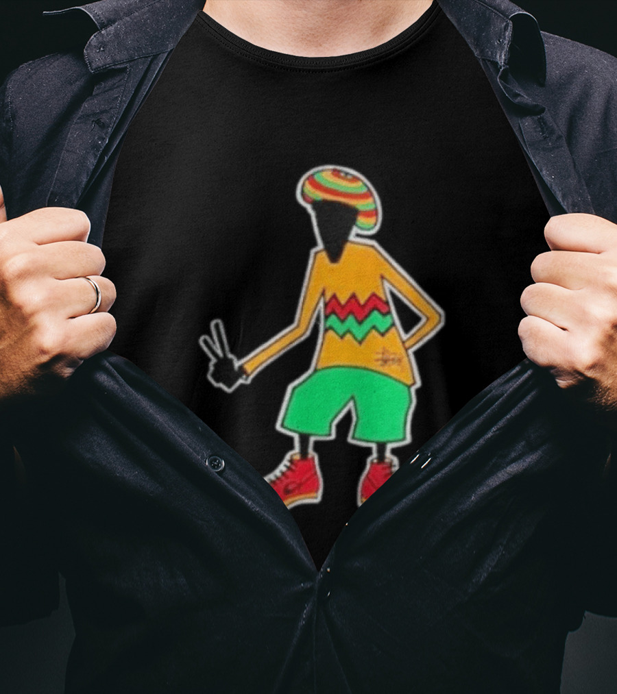 Stussy Rasta Man Peace Sign Reggae Streetwear Jamaica Style Fashion T-Shirt