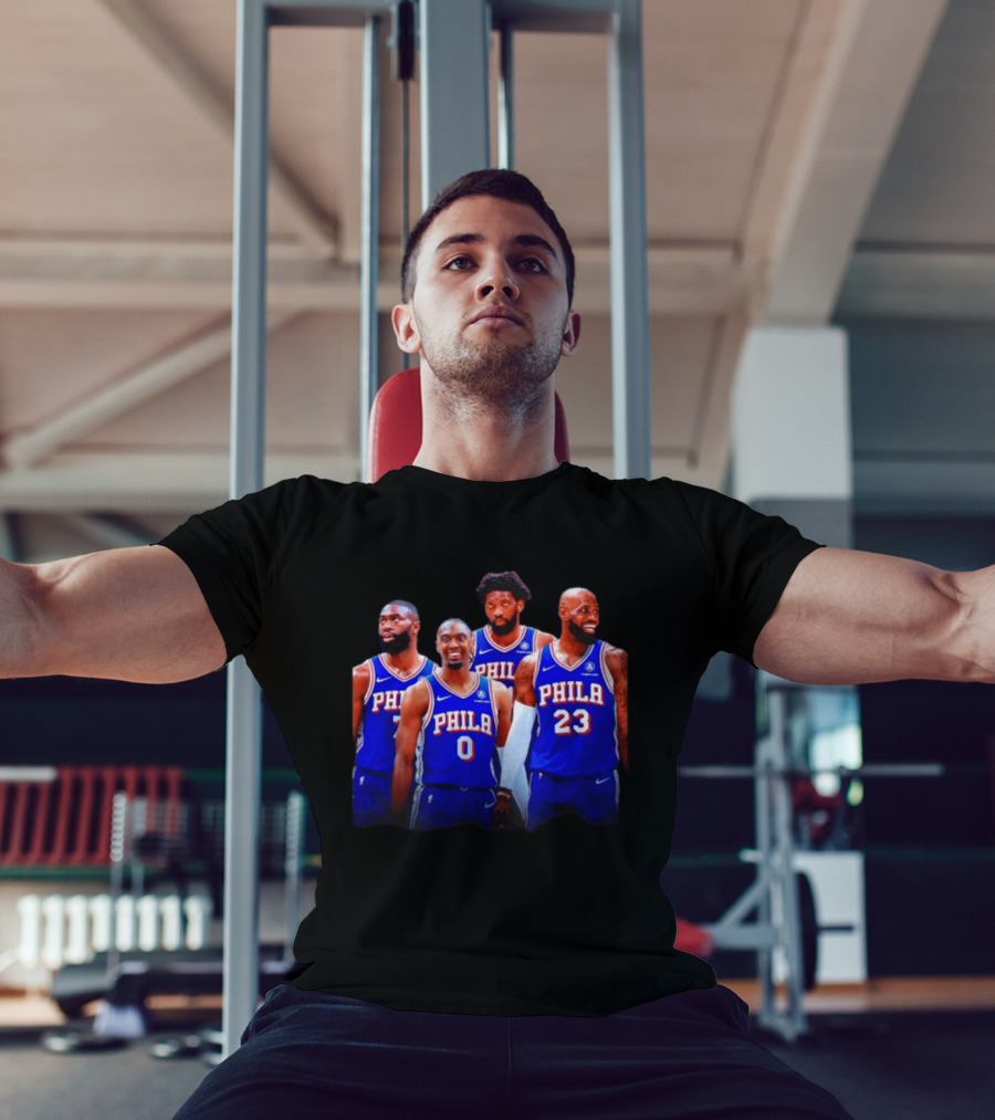Philadelphia 76ers Joel Embiid Tyrese Maxey Paul George LeBron James NBA Team T-Shirt
