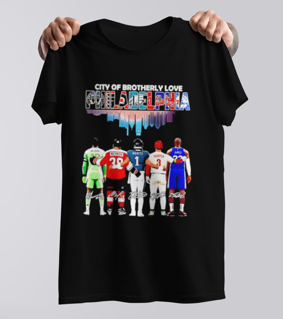 City Of Brotherly Love Philadelphia Skyline James Harper Hurts Blake Michkov T-Shirt