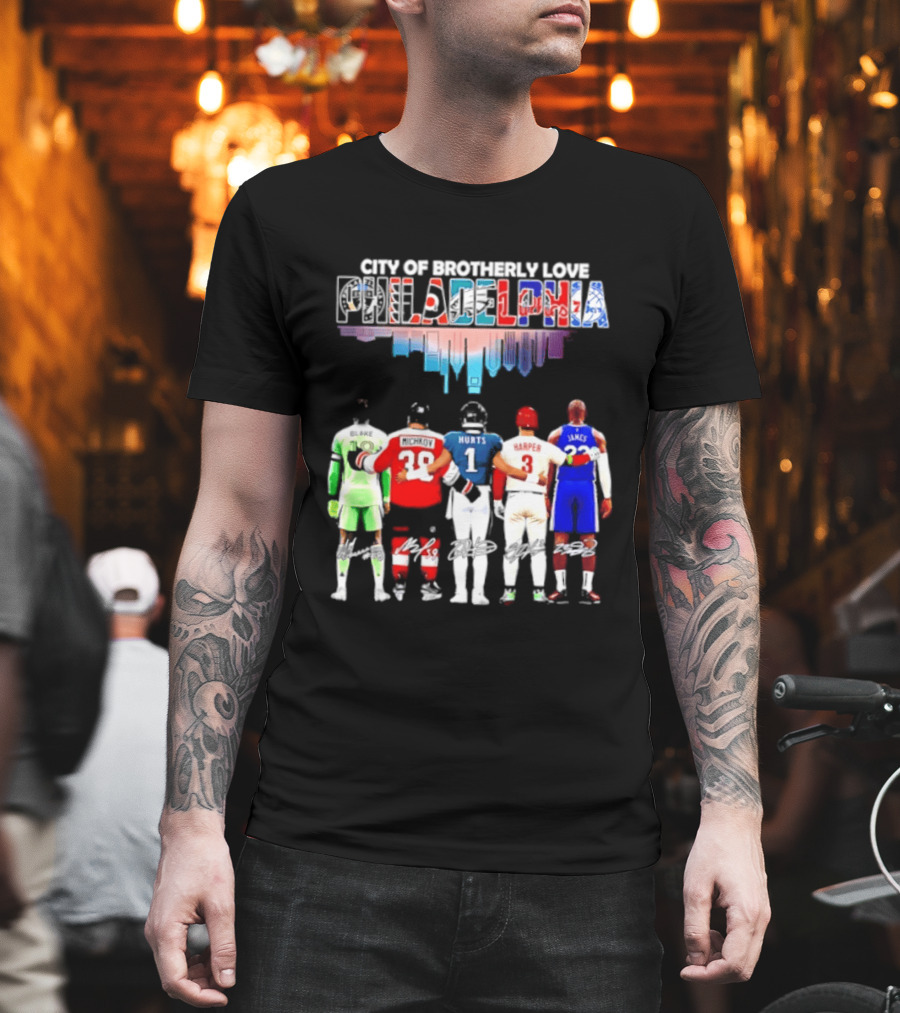 City Of Brotherly Love Philadelphia Skyline James Harper Hurts Blake Michkov T-Shirt