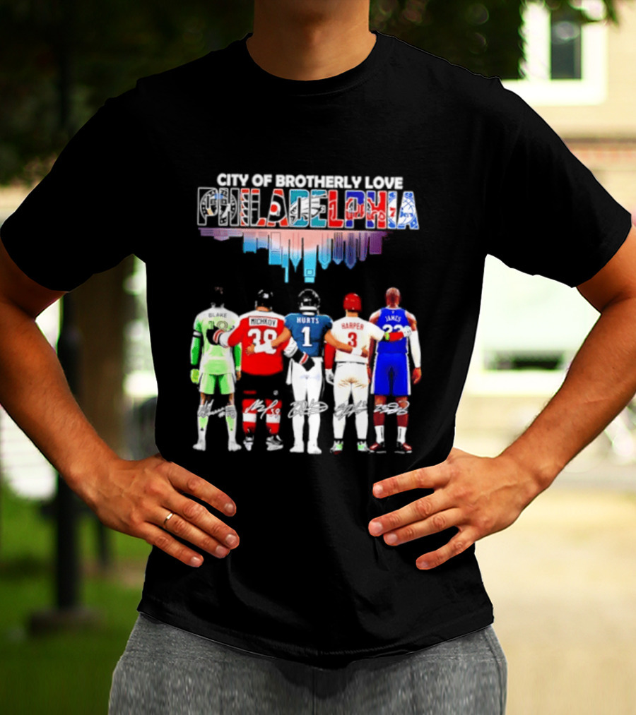 City Of Brotherly Love Philadelphia Skyline James Harper Hurts Blake Michkov T-Shirt