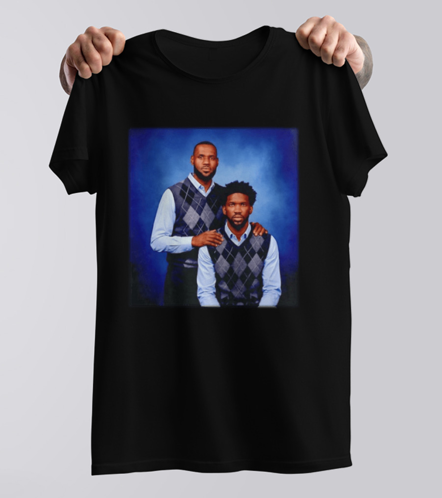 Lebron James Joel Embiid Philadelphia 76ers In Matching Argyle Sweaters T-Shirt