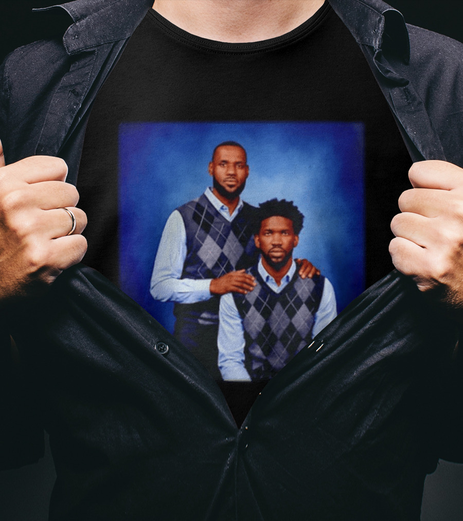 Lebron James Joel Embiid Philadelphia 76ers In Matching Argyle Sweaters T-Shirt
