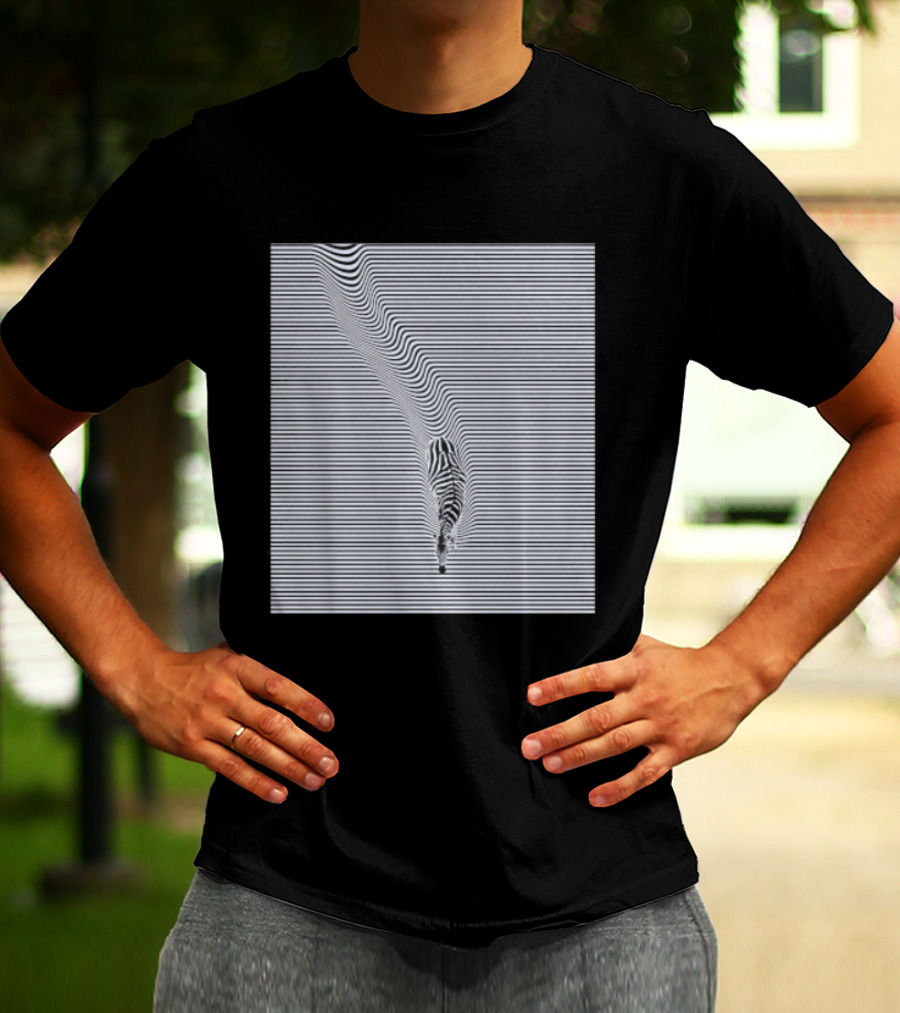 Zebra Optical Illusion Striped Black And White T-Shirt