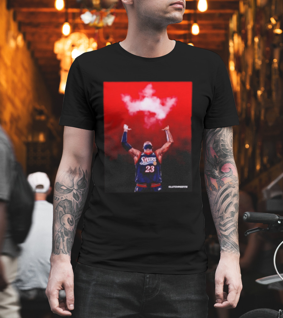 LeBron James Philadelphia 76ers No 23 ClutchPoints King Celebration T-Shirt
