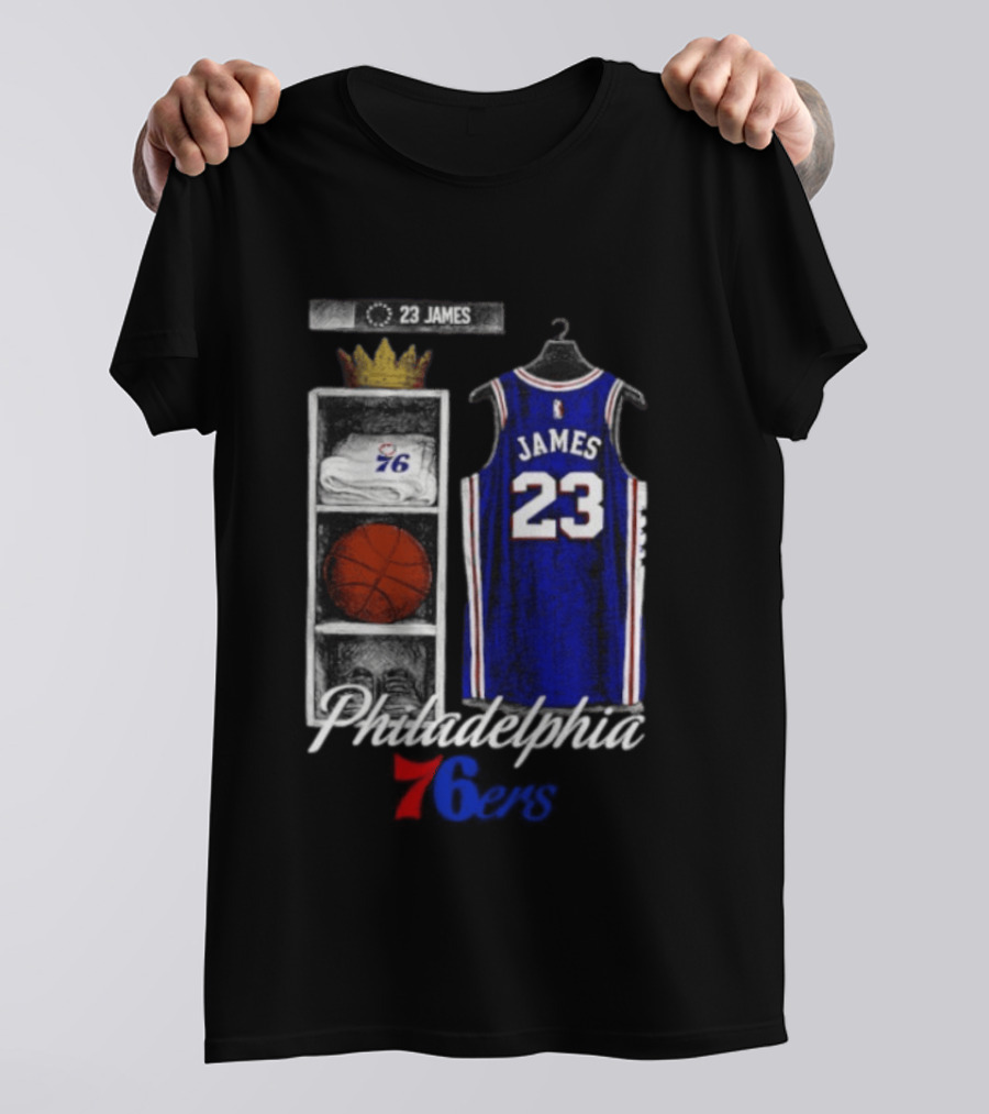 LeBron James 23 Jersey Philadelphia 76ers Locker Room T-Shirt