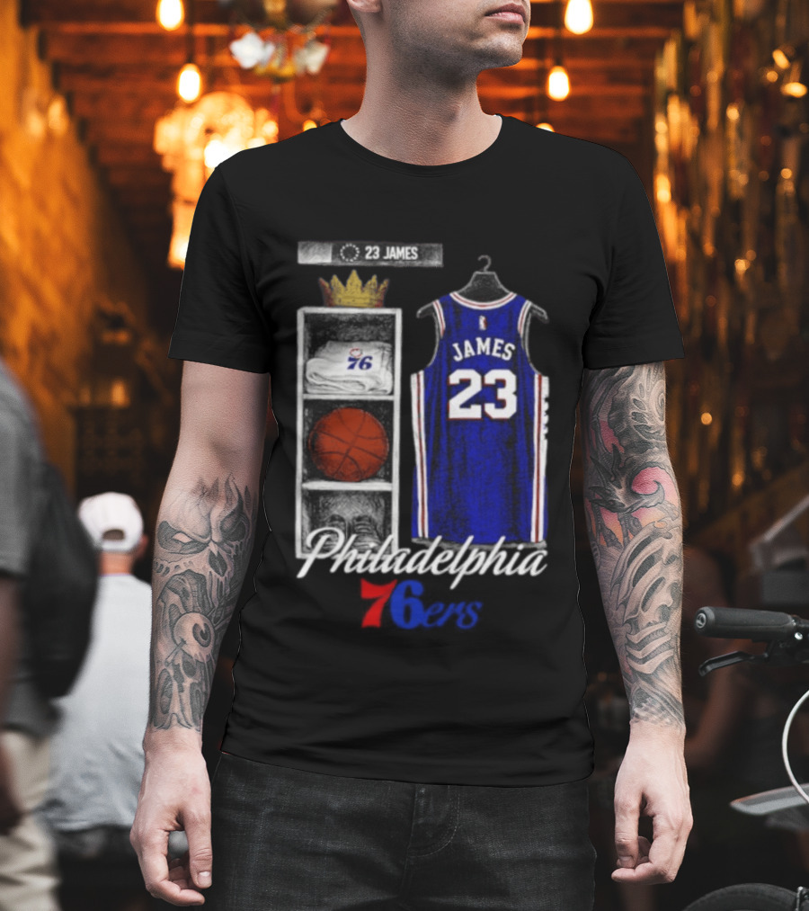 LeBron James 23 Jersey Philadelphia 76ers Locker Room T-Shirt