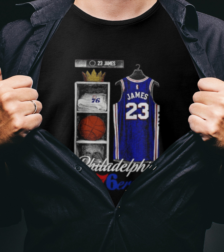LeBron James 23 Jersey Philadelphia 76ers Locker Room T-Shirt