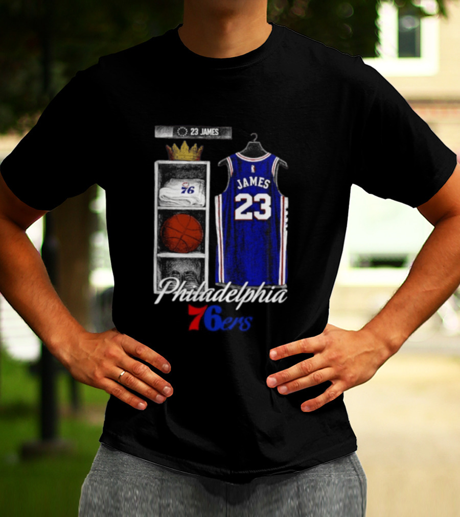 LeBron James 23 Jersey Philadelphia 76ers Locker Room T-Shirt