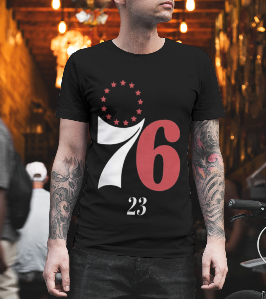 LeBron James Philadelphia 76ers Red In The Paint 23 Number 76 Stars T-Shirt