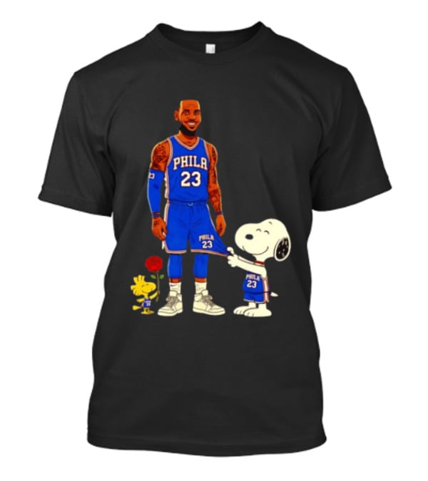 LeBron James Peanuts Collaboration Philadelphia 76ers Snoopy Woodstock 23 Jersey T-Shirt