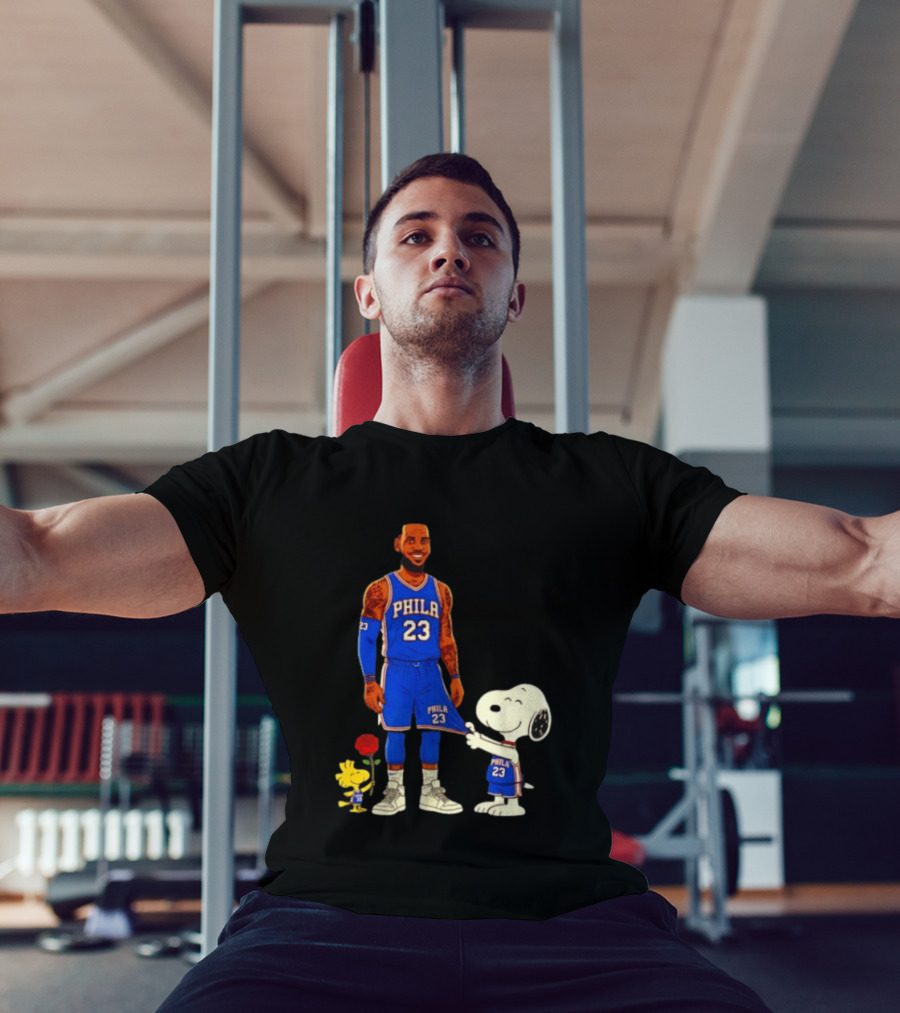LeBron James Peanuts Collaboration Philadelphia 76ers Snoopy Woodstock 23 Jersey T-Shirt