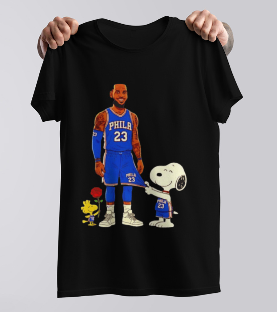 LeBron James Peanuts Collaboration Philadelphia 76ers Snoopy Woodstock 23 Jersey T-Shirt