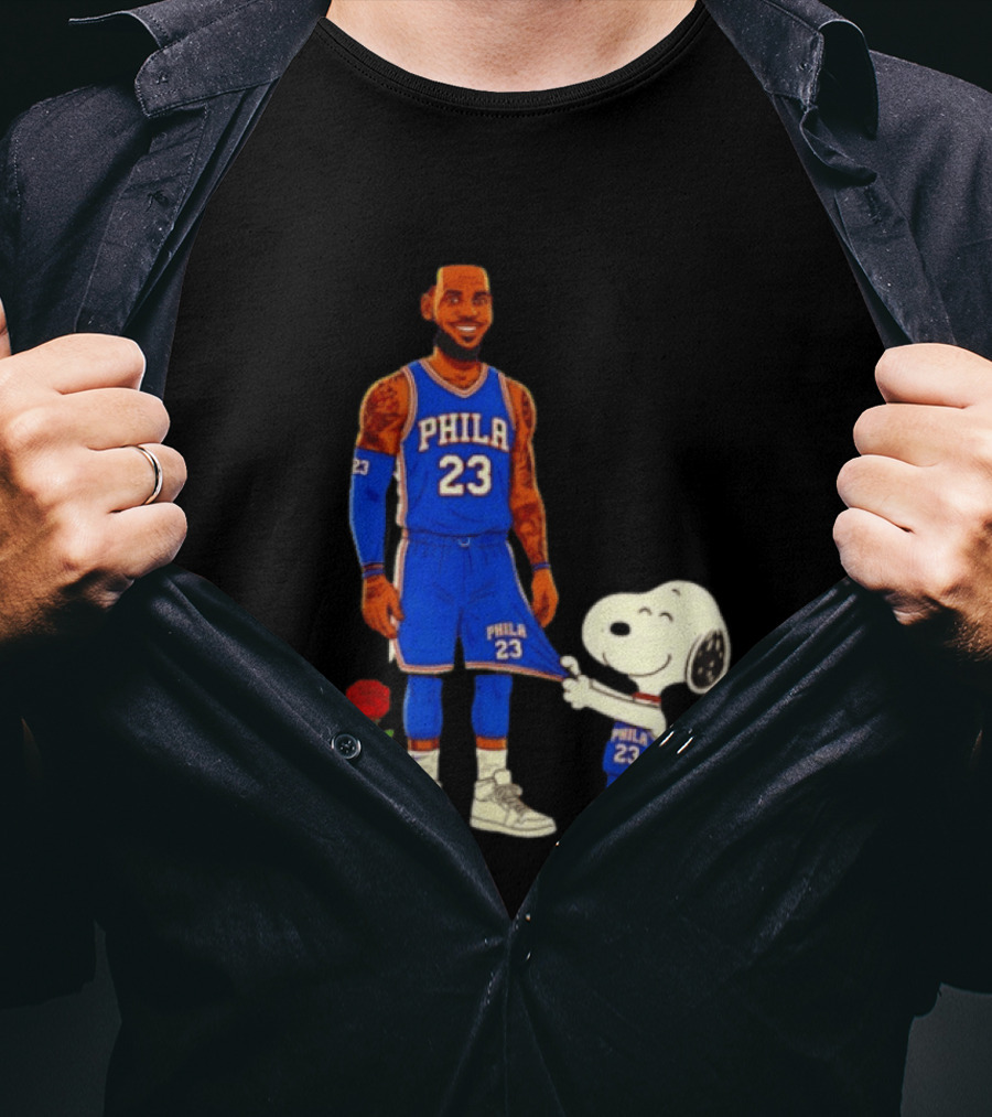 LeBron James Peanuts Collaboration Philadelphia 76ers Snoopy Woodstock 23 Jersey T-Shirt