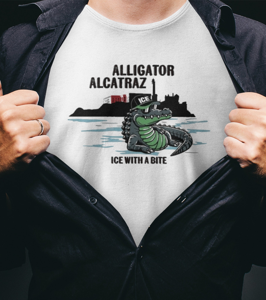 Alligator Alcatraz Ice With A Bite Chilling Reptile At San Francisco Bay T-Shirt