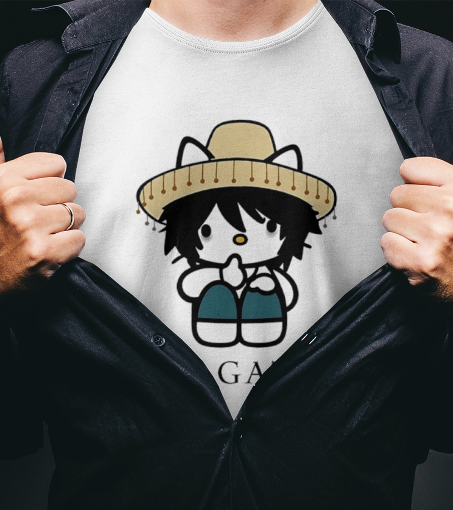El Gato Hello Kitty L Lawliet Crossover With Sombrero T-Shirt