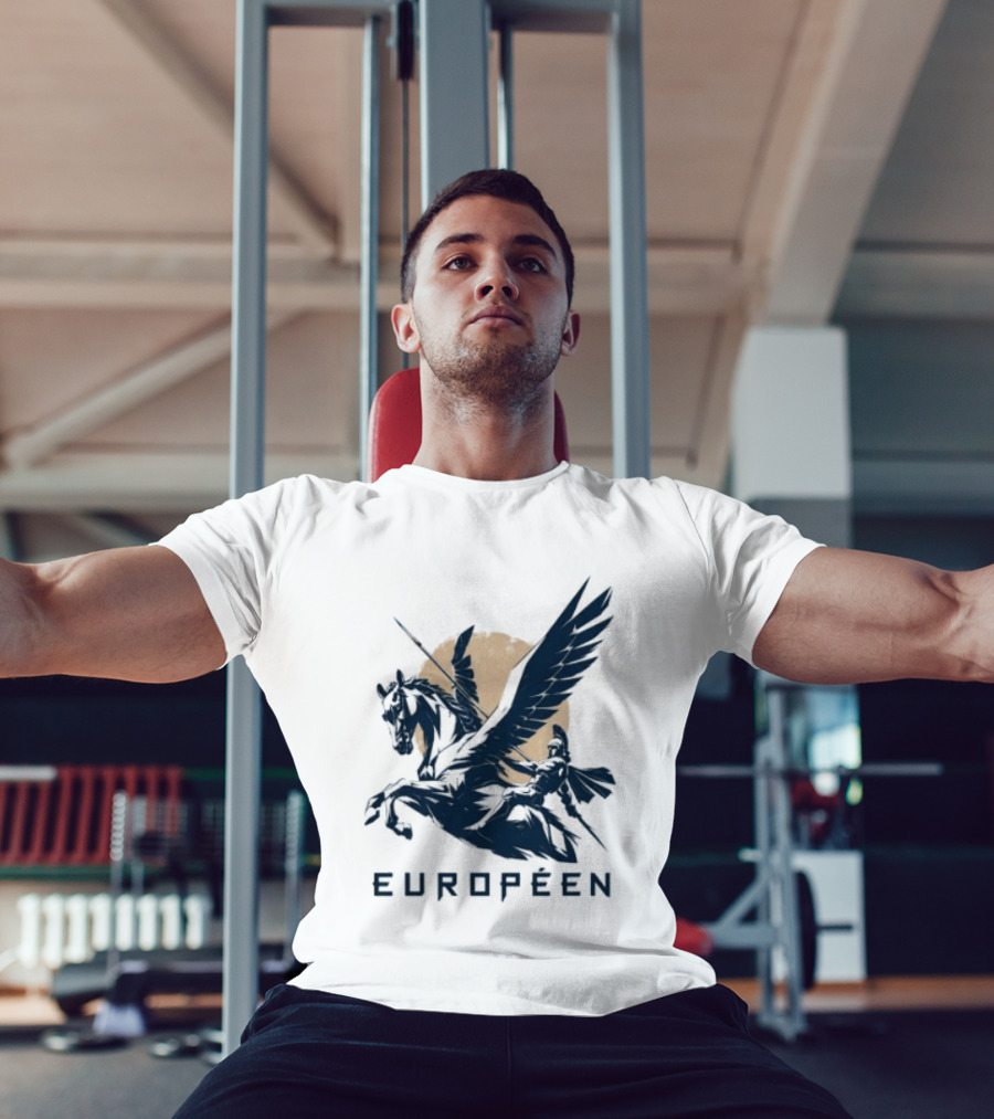 Européen Spartan Warrior Riding Pegasus Greek Mythology T-Shirt