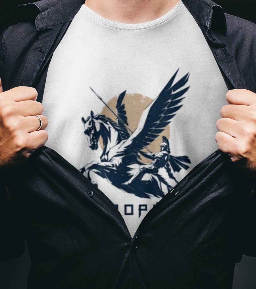 Européen Spartan Warrior Riding Pegasus Greek Mythology T-Shirt