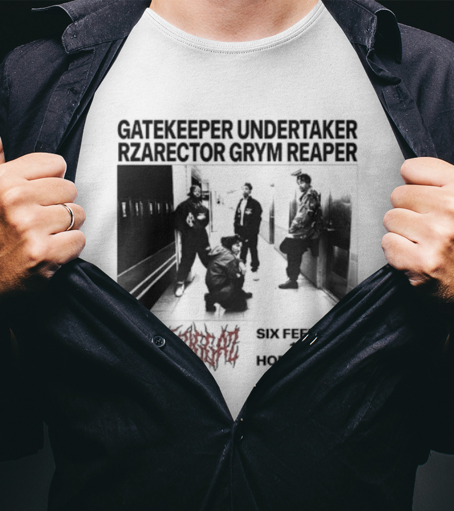 Gravediggaz Six Feet Deep 1994 Gatekeeper Undertaker Rzarector Grym Reaper Horrorcore T-Shirt