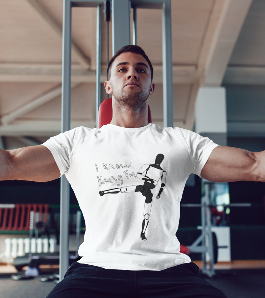 I Know Kung Fu Matrix Mannequin Neo Martial Arts Pose T-Shirt