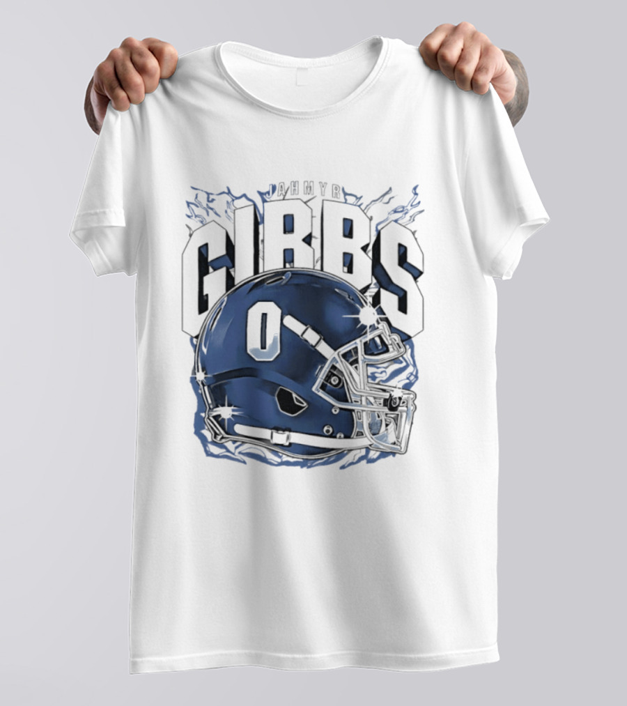 Jahmyr Gibbs 0 Detroit Lions Football Helmet 2026 GIBBS T-Shirt