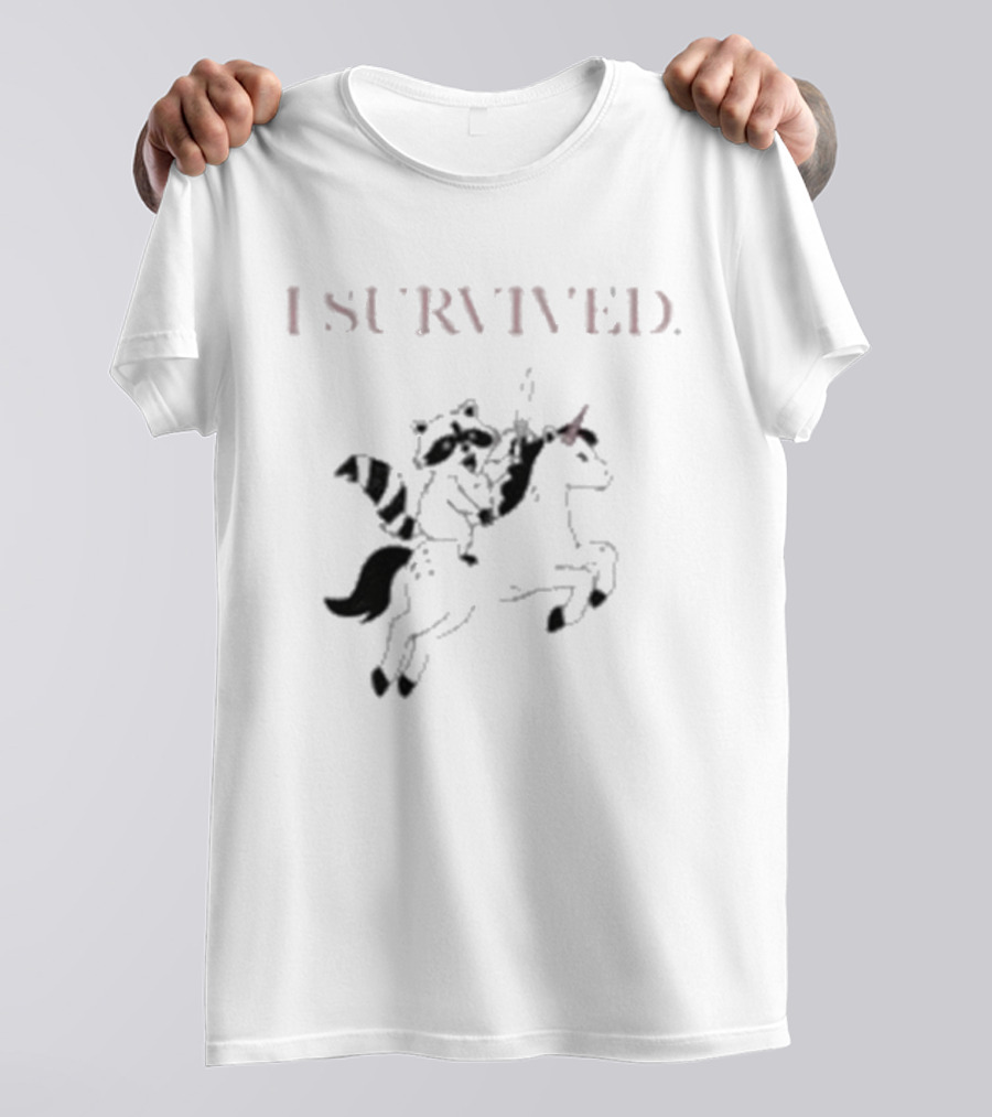 I Survived Jen Hamilton Unicorn Riding Raccoon T-Shirt