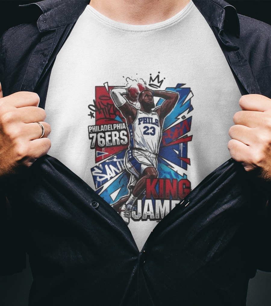 Philadelphia 76ers King James Dunk Graffiti T-Shirt