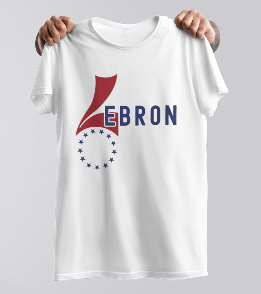 Lebron Stars Circle Red Blue буквенный логотип 76 Ers T-Shirt