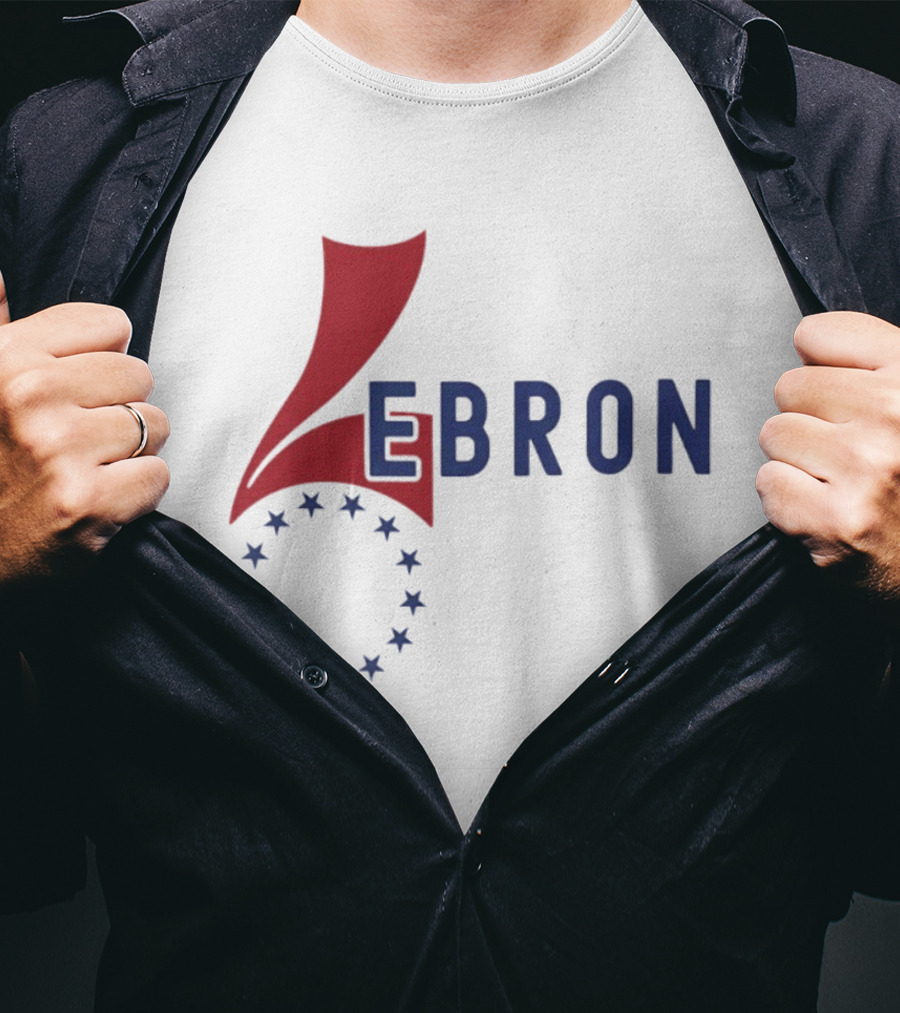 Lebron Stars Circle Red Blue буквенный логотип 76 Ers T-Shirt
