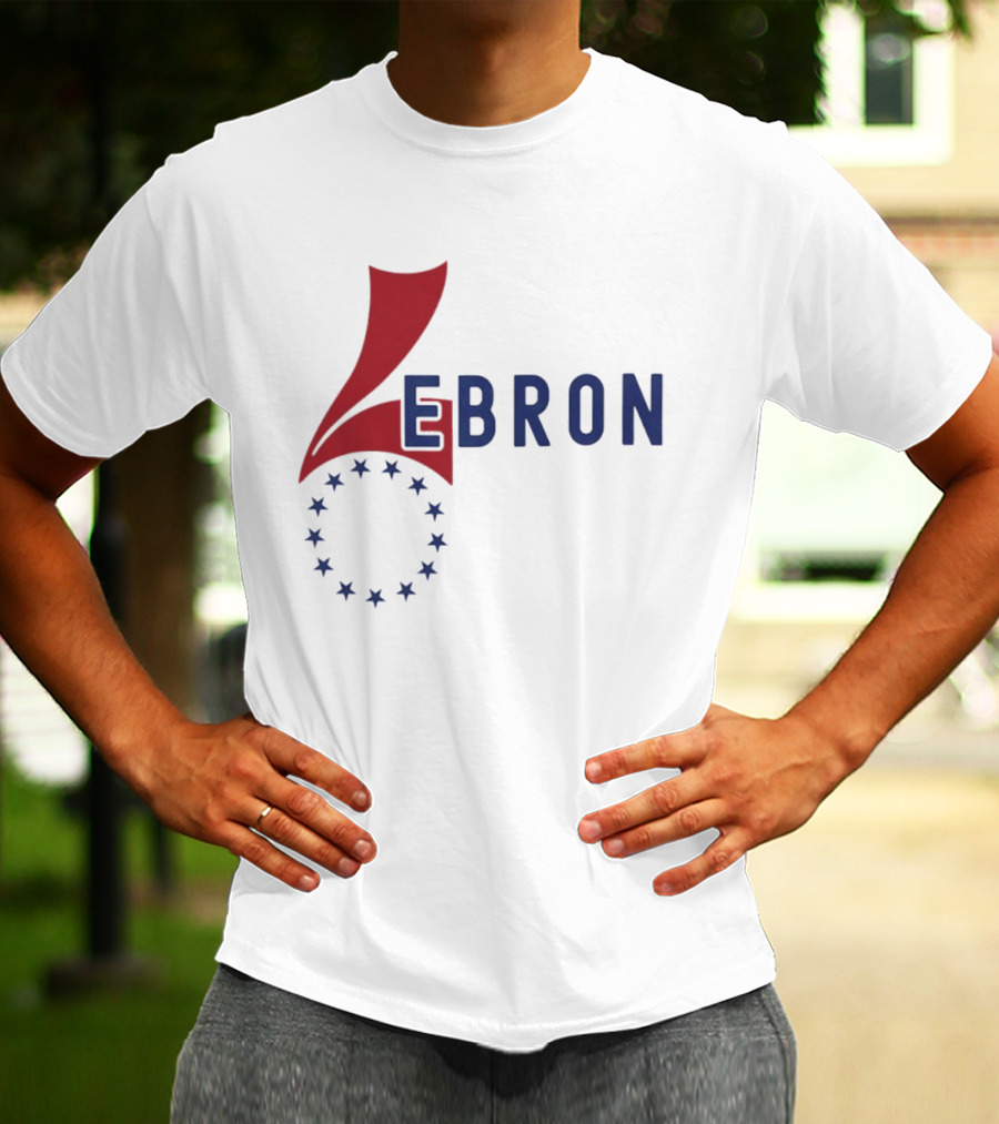 Lebron Stars Circle Red Blue буквенный логотип 76 Ers T-Shirt