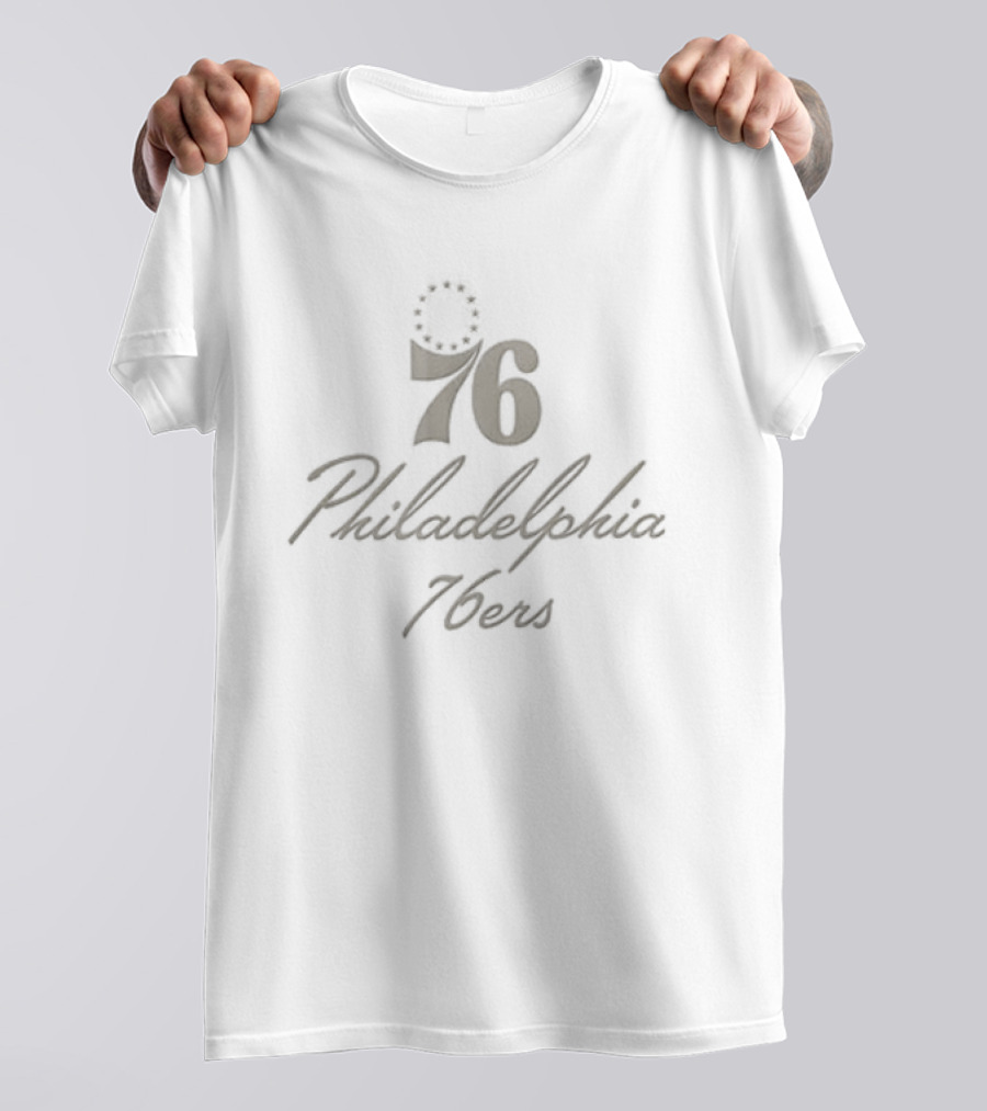 Philadelphia 76ers Cream Name & Number LeBron James 2 Sided T-Shirt