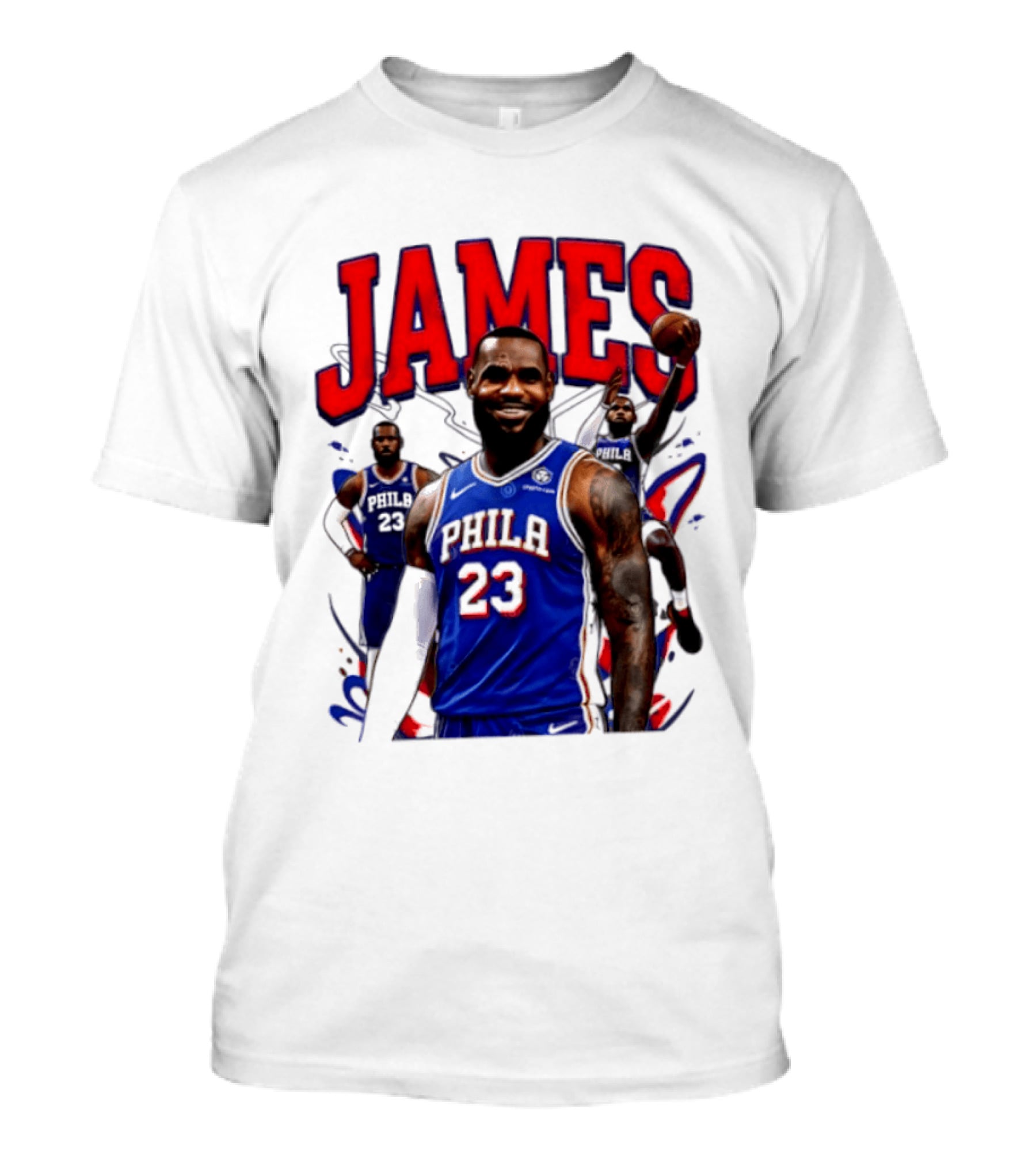 Philadelphia 76ers LeBron James 2026 Basketball Player T-Shirt