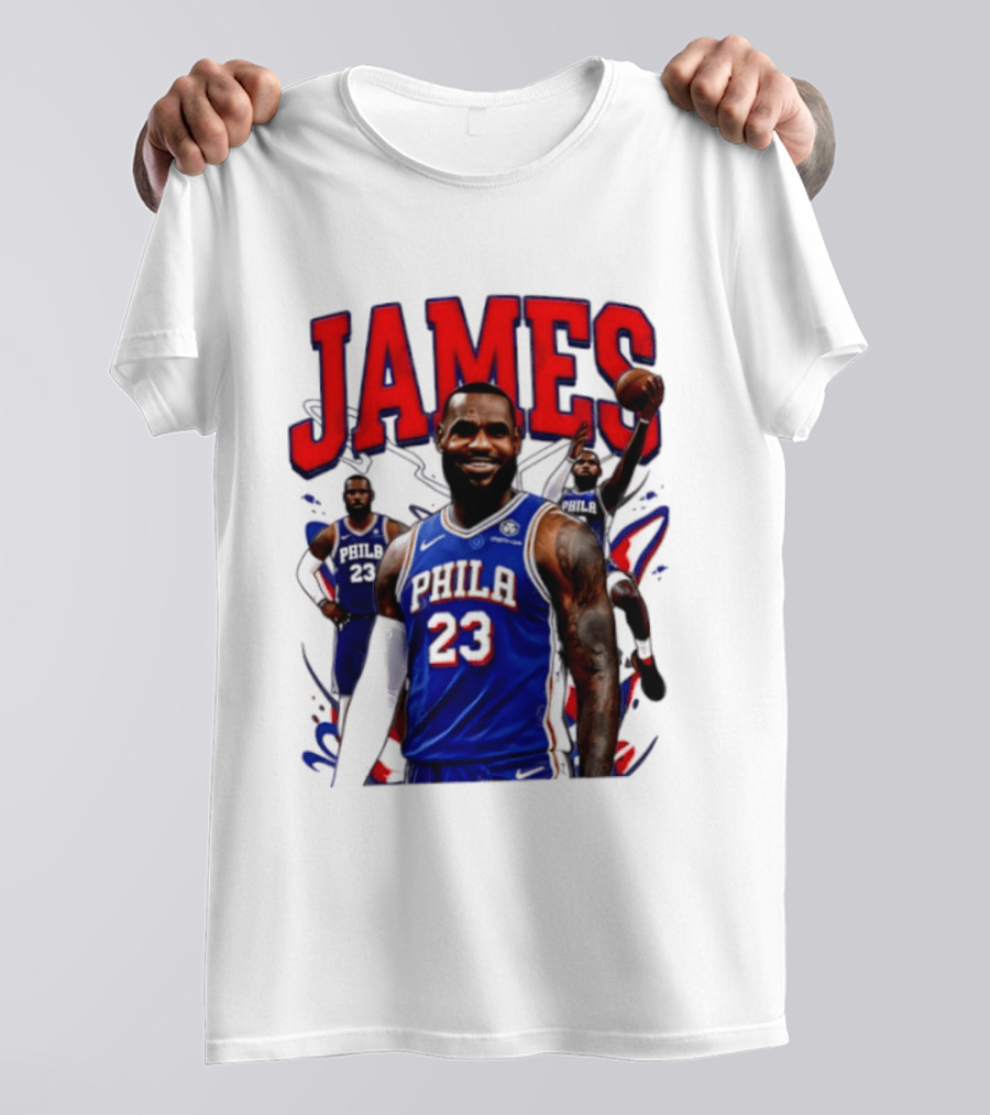 Philadelphia 76ers LeBron James 2026 Basketball Player T-Shirt